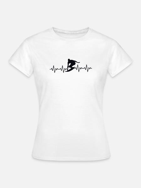 Surfer Surfen EKG Herzschlag - Frauen T-Shirt - Weiß