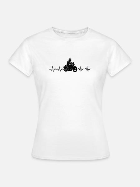 Motorrad EKG Herzschlag - Frauen T-Shirt - Weiß