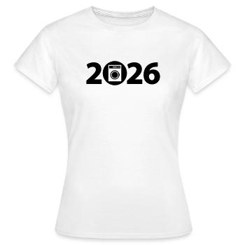 Machine à laver 2026, lessive 2026 - T-shirt Femme - blanc - Devant - AI Model Female 172 dark (172cm)