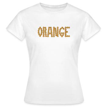 Orangefarbene Typografie - Frauen T-Shirt - Weiß - Vorne - AI Model Female 172 dark (172cm)