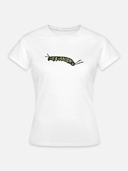 Gestreifte gelbe Raupe - Frauen T-Shirt - Weiß