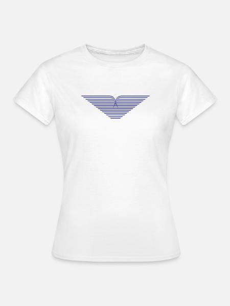 Blaues Strahlen-V Design - Frauen T-Shirt - Weiß