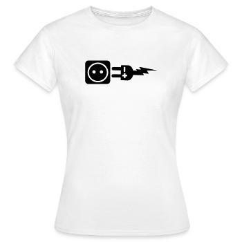 Stecker plus und minus - Frauen T-Shirt - Weiß - Vorne - AI Model Female 172 dark (172cm)