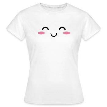 Visage kawaii heureux - T-shirt Femme - blanc - Devant - AI Model Female 172 dark (172cm)