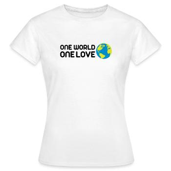 One World One Love - Women's T-Shirt - white - Front - AI Model Female 172 dark (172cm)