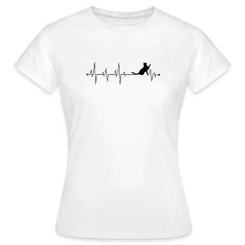 Schwarzer Katzen-Herzschlag - Frauen T-Shirt - Weiß - Vorne - AI Model Female 172 dark (172cm)