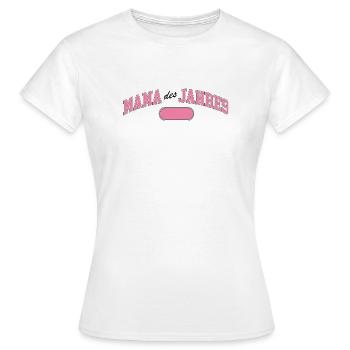 Mama des Jahres – Auszeichnung Rosa - Frauen T-Shirt - Weiß - Vorne - AI Model Female 172 dark (172cm)