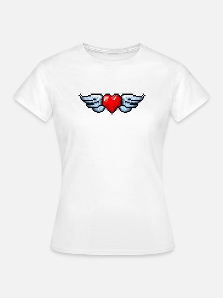 Retro Pixel Art Winged Heart - Frauen T-Shirt - Weiß