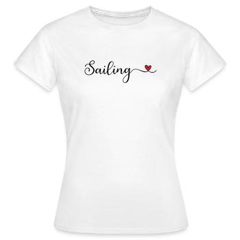 Cadeau de typographie Sailing Heart - T-shirt Femme - blanc - Devant - AI Model Female 172 dark (172cm)