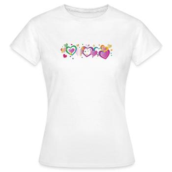 Bunte Herzen Bordüre Design  - Frauen T-Shirt - Weiß - Vorne - AI Model Female 172 dark (172cm)