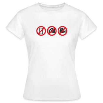 Pas de téléphone, pas de caméra, pas d’autocollant de panneau pour enregistrement vidéo - T-shirt Femme - blanc - Devant - AI Model Female 172 dark (172cm)