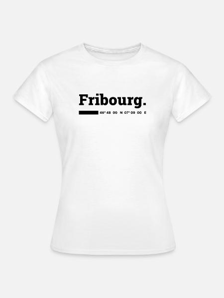 Fribourg Koordinaten - Frauen T-Shirt - Weiß