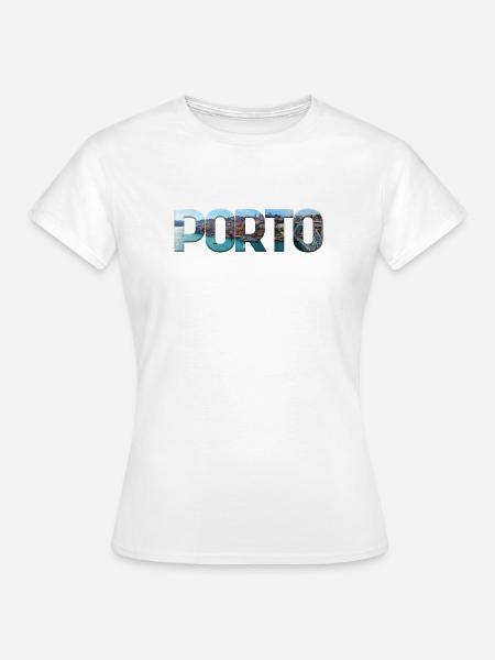 Porto Skyline Cutout - Frauen T-Shirt - Weiß