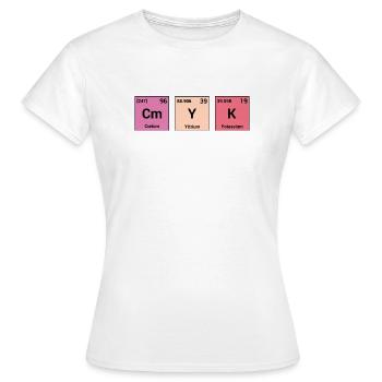 CMYK in periodischen Elementen - Frauen T-Shirt - Weiß - Vorne - AI Model Female 172 dark (172cm)