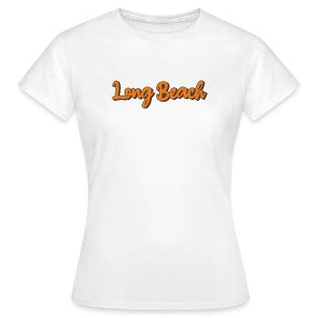 Script rétro de Long Beach - T-shirt Femme - blanc - Devant - AI Model Female 172 dark (172cm)