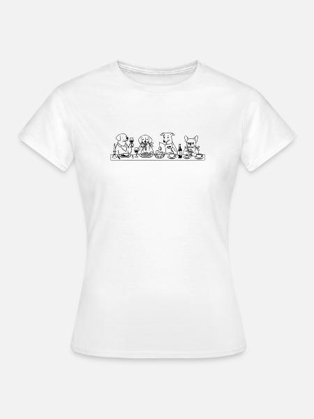 Dining Dogs Line Art - Frauen T-Shirt - Weiß