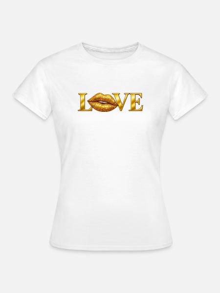 Liebe Goldene Lippen - Frauen T-Shirt - Weiß