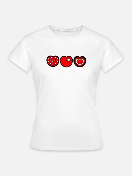 Rotes Pop-Art Kreise Muster - Frauen T-Shirt - Weiß