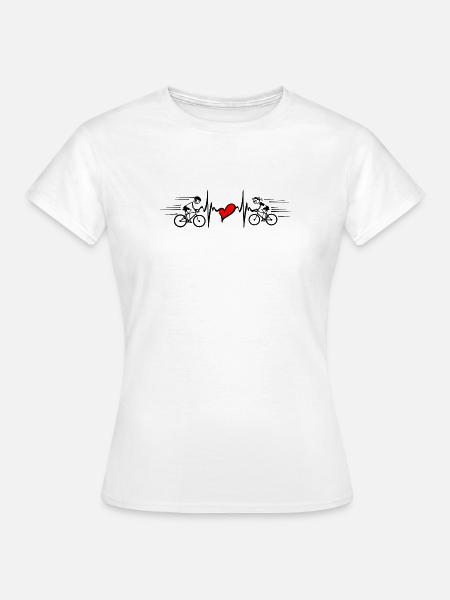 Zwei Radfahrer mit Herzschlag - Frauen T-Shirt - Weiß