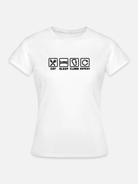 Eat Sleep Climb Repeat – Klettern & Bouldern - Frauen T-Shirt - Weiß