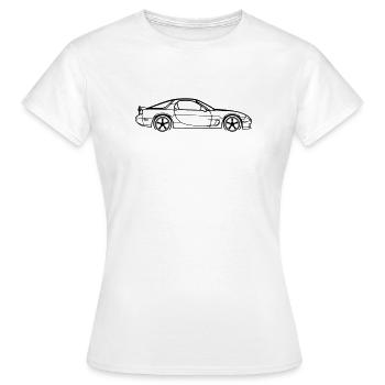 RX‑7 Line Silhouette – JDM Performance Art - Frauen T-Shirt - Weiß - Vorne - AI Model Female 172 dark (172cm)