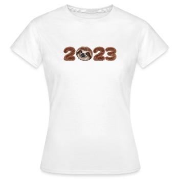 Sloth Lover New Year's Eve outfit 2023 - Women's T-Shirt - white - Front - AI Model Female 172 dark (172cm)