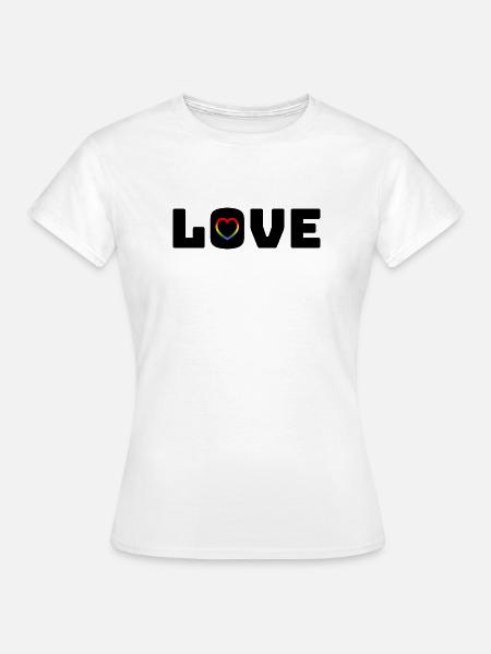 Love Heart Rainbow black - Frauen T-Shirt - Weiß