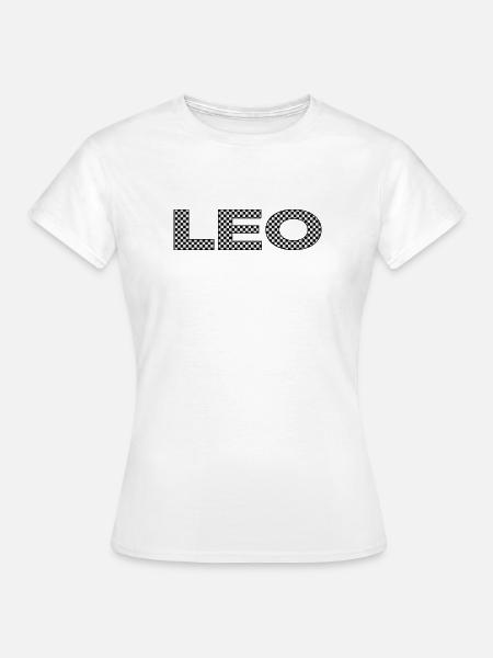 LEO – Checkerboard Zodiac Statement - Frauen T-Shirt - Weiß