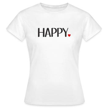 Happy Schriftzug mit rotem Herz – Positives Textde - Frauen T-Shirt - Weiß - Vorne - AI Model Female 172 dark (172cm)