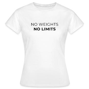 Pas de poids - Pas de limites - Calisthénie - T-shirt Femme - blanc - Devant - AI Model Female 172 dark (172cm)