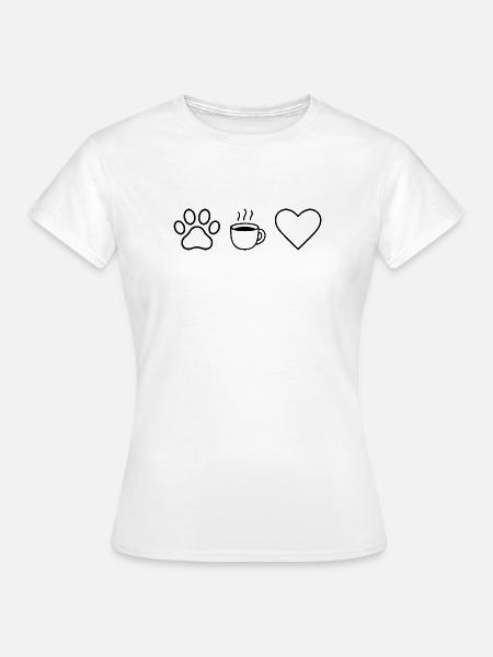 Pfote Kaffee Herz - Frauen T-Shirt - Weiß