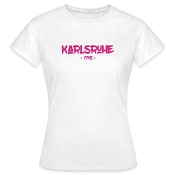 Karlsruhe - 1715 - Baden-Württemberg - Durlach - Frauen T-Shirt - Weiß - Vorne - AI Model Female 172 dark (172cm)
