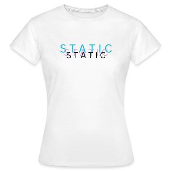 Static – Minimalist Glitch Typography Design - Women's T-Shirt - white - Front - AI Model Female 172 dark (172cm)