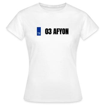 03 Afyon Kennzeichen | Türkisches Kennzeichen - Frauen T-Shirt - Weiß - Vorne - AI Model Female 172 dark (172cm)