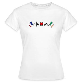 Cardio coeur avec drapeau France et drapeau Irlande - T-shirt Femme - blanc - Devant - AI Model Female 172 dark (172cm)