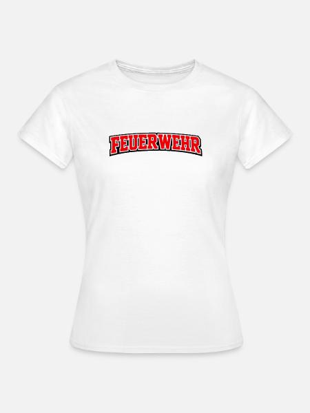Feuerwehr Schriftzug Rot Weiß Outline - Frauen T-Shirt - Weiß