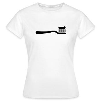 Brosse à dents avec dentifrice, hygiène dentaire - T-shirt Femme - blanc - Devant - AI Model Female 172 dark (172cm)