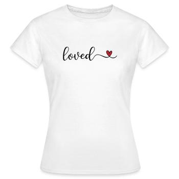 loved - Women's T-Shirt - white - Front - AI Model Female 172 dark (172cm)