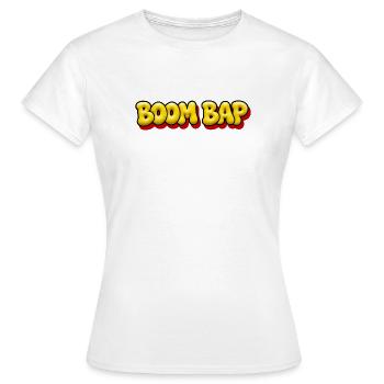 BOOM BAP - Oldschool Hip Hop Bubble Comic Style - Women's T-Shirt - white - Front - AI Model Female 172 dark (172cm)