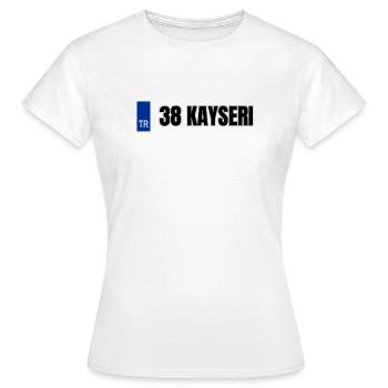 38 Kayseri Kennzeichen | Türkisches Kennzeichen - Frauen T-Shirt - Weiß - Vorne - AI Model Female 172 dark (172cm)