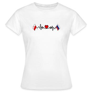 Cardio-Herz Flagge Polen, Russland - Frauen T-Shirt - Weiß - Vorne - AI Model Female 172 dark (172cm)