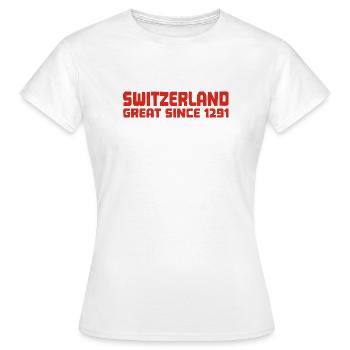 Suisse - Grande depuis 1291 - Schweiz - Schwiiz - T-shirt Femme - blanc - Devant - AI Model Female 172 dark (172cm)