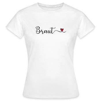 Braut Tyüpgraphie mit Herz - Frauen T-Shirt - Weiß - Vorne - AI Model Female 172 dark (172cm)