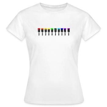 Pinceaux colorés - T-shirt Femme - blanc - Devant - AI Model Female 172 dark (172cm)
