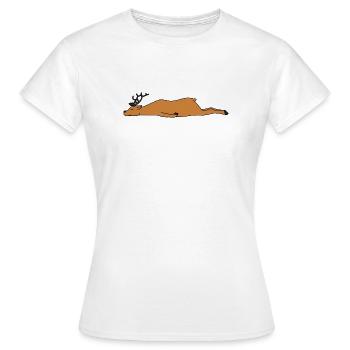 Lazy Deer Halloween Kostüm Lustig Mit geringem Aufwand DIY - Frauen T-Shirt - Weiß - Vorne - AI Model Female 172 dark (172cm)