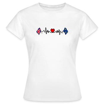 Cheshire &amp; UK Heartbeat - Frauen T-Shirt - Weiß - Vorne - AI Model Female 172 dark (172cm)