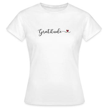 Dankbarkeit niedliches Design mit Herz - Frauen T-Shirt - Weiß - Vorne - AI Model Female 172 dark (172cm)