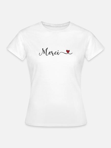 Merci mit Herz - Frauen T-Shirt - Weiß