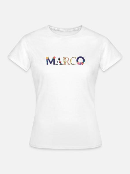 MARCO Name mit Blumen geschmückt - Frauen T-Shirt - Weiß