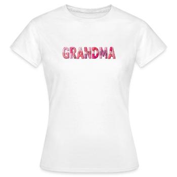 Grandmother Pink Plaid Letters Patchwork - Women's T-Shirt - white - Front - AI Model Female 172 dark (172cm)